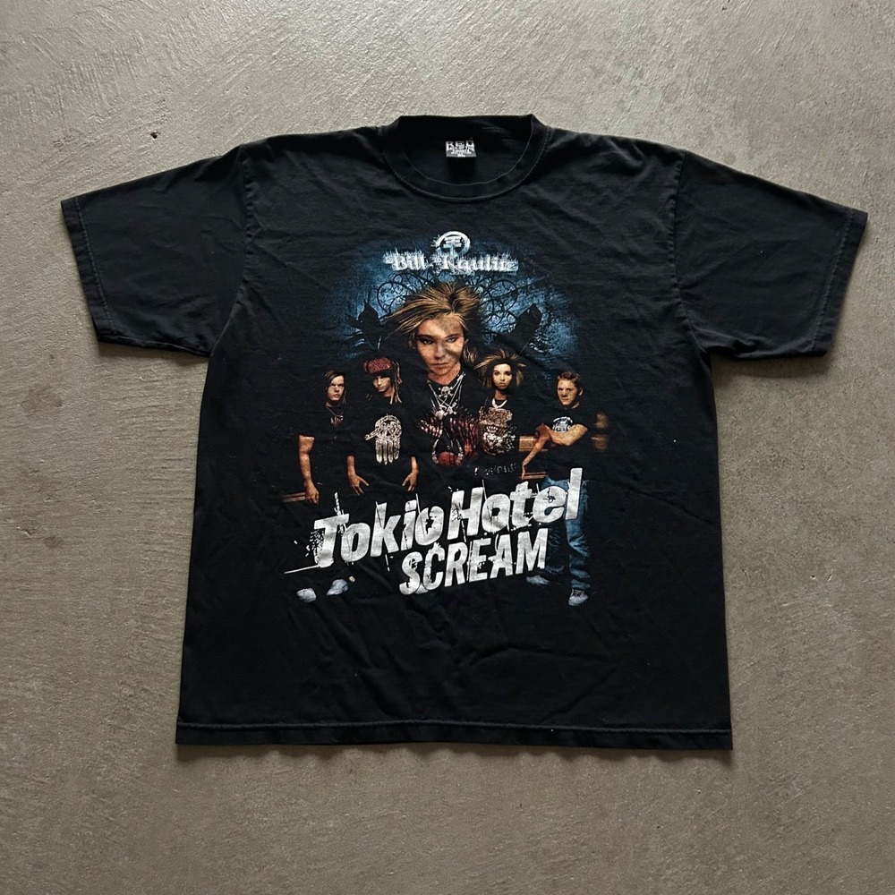 Vintage Tokio Hotel Scream Shirt Size XL Black Band Bill Kaulitz 2007